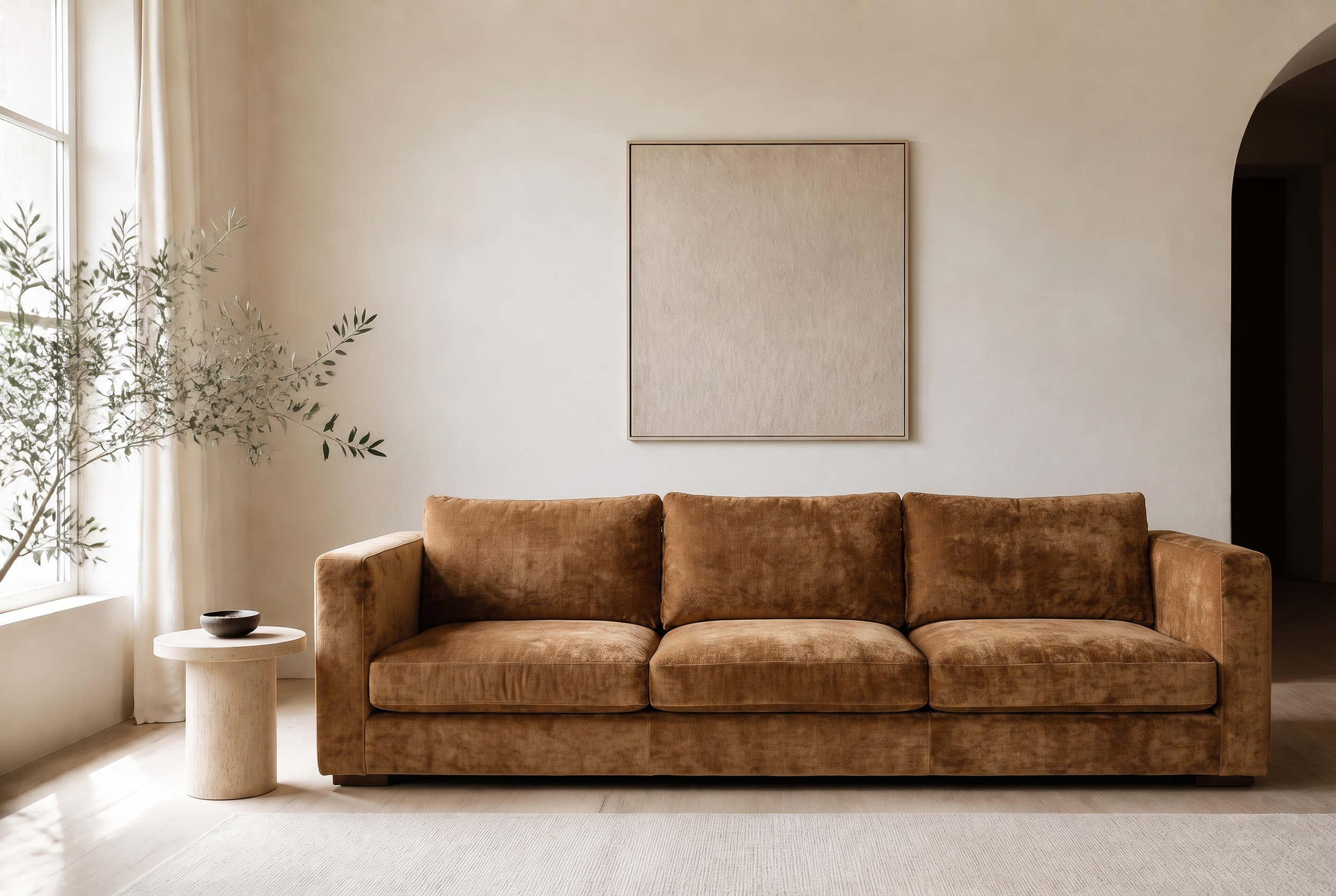 Modern sofa upholstered in Chenille