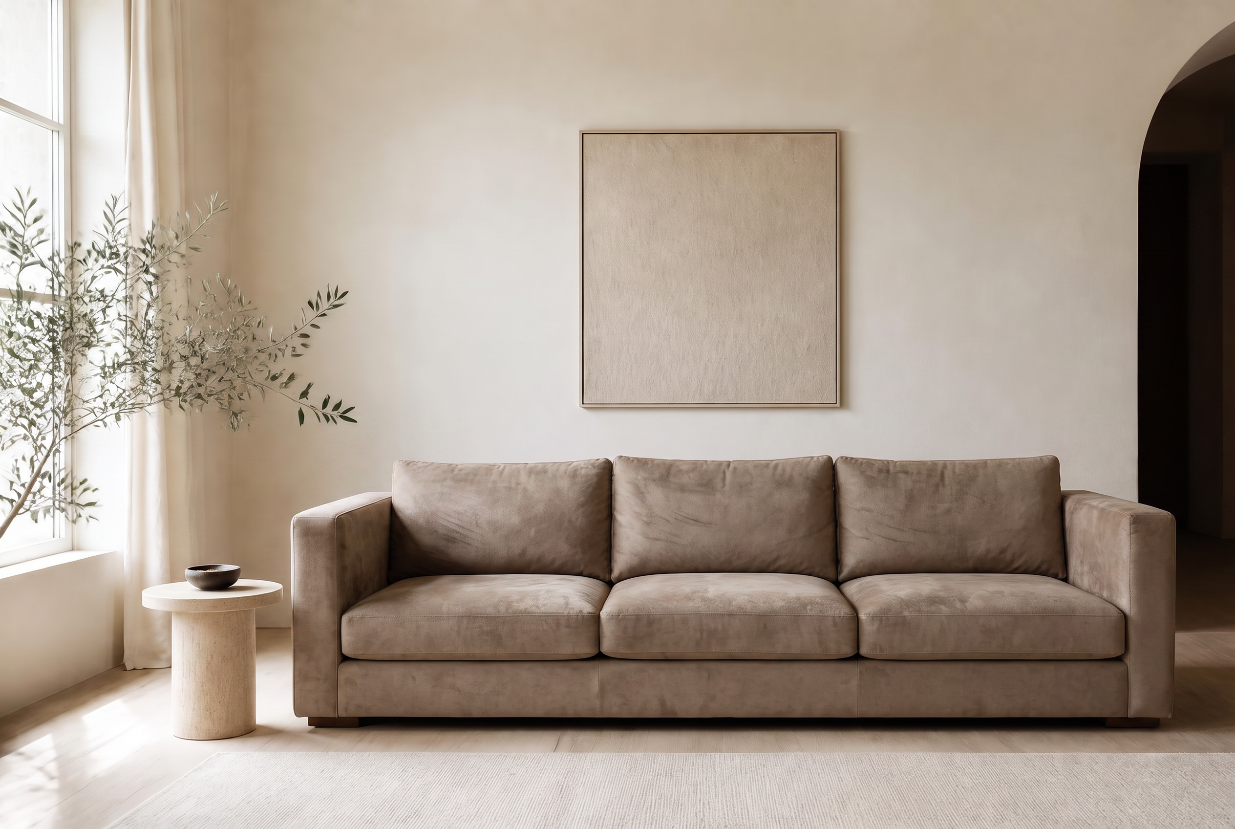 Modern sofa upholstered in Microfiber