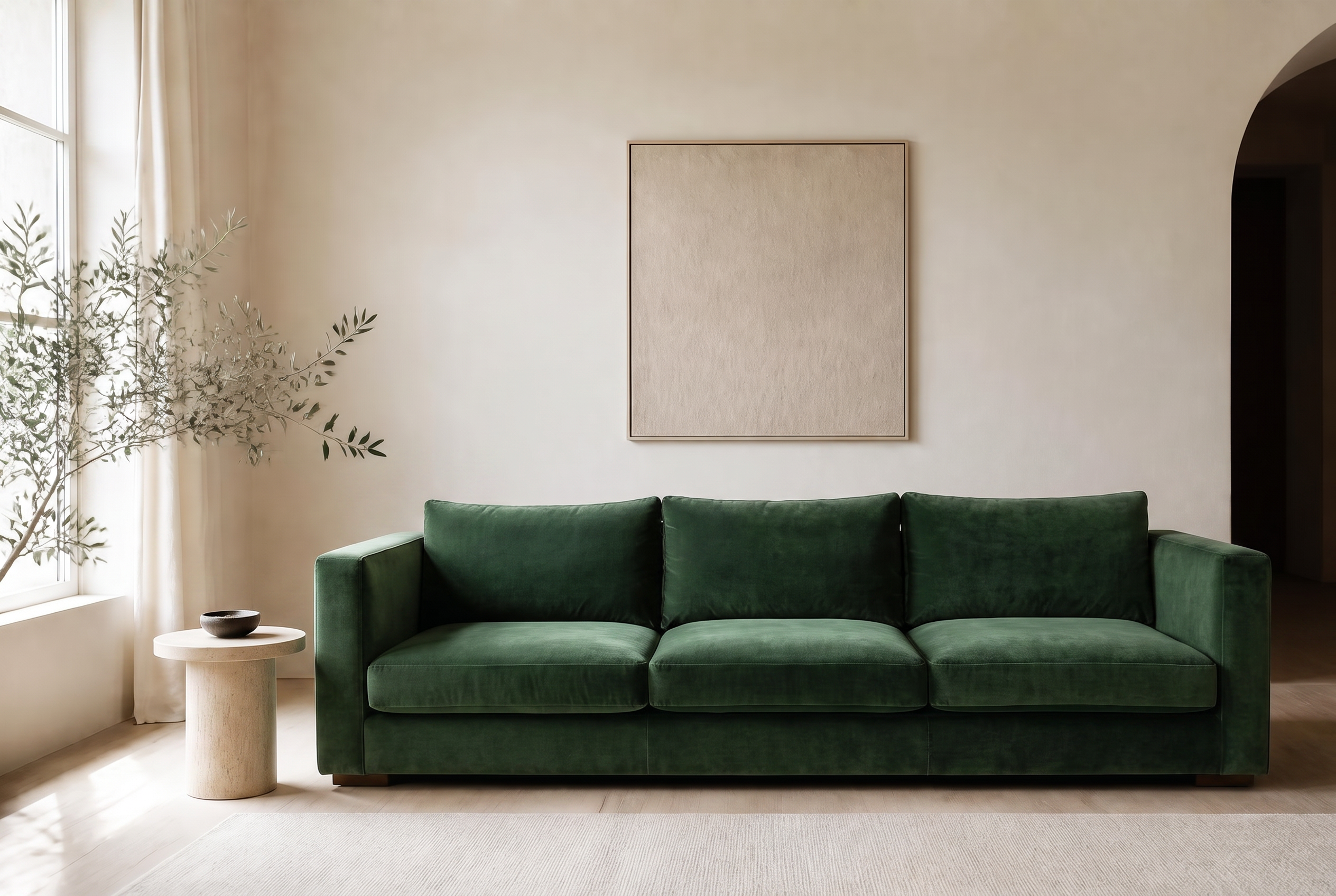 Modern sofa upholstered in Velvet